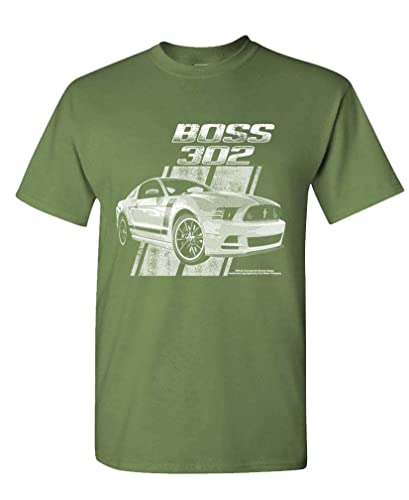 Ford Mustang Boss 302 Car Classic Racing – Unisex T-Shirt (3XL, Military)