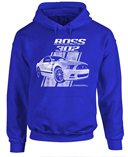Ford Mustang Boss 302 Car Classic Racing – Fleece Pullover Hoodie (Small, Royal)