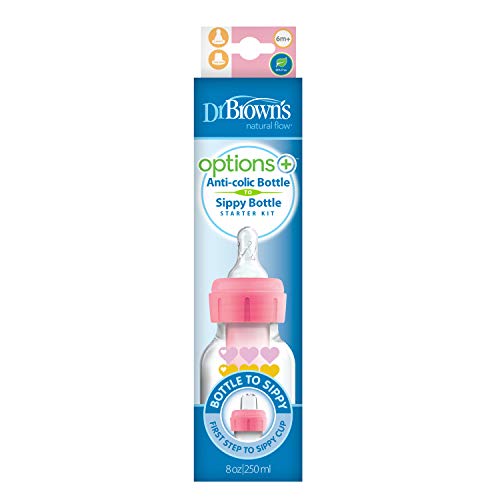 Dr. Brown’s Natural Flow® Anti-Colic Options+™ Narrow Sippy Bottle Starter Kit, 8oz/250mL, with Level 3 Medium-Fast Flow Nipple and 100% Silicone Soft Sippy Spout, 3 Pack, Green, Blue, & Pink, 6m+ | The Storepaperoomates Retail Market - Fast Affordable Shopping