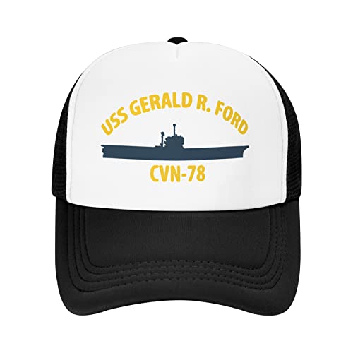 USS Gerald R Ford Cvn-78 Kids Mesh Cap Adjustable Trucker Hats Baseball Cap for Boys Girls Black