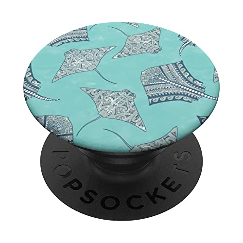 Soft Blue Tribal Stingrays PopSockets Swappable PopGrip
