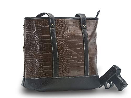 Goson Premium Crocodile Embossed PU Faux Leather Concealed Carry Purse Tote