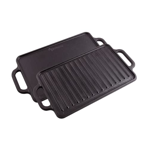 Victoria 13-by-8.25-Inch Rectangular Cast-Iron Griddle, Preseasoned Reversible Griddle