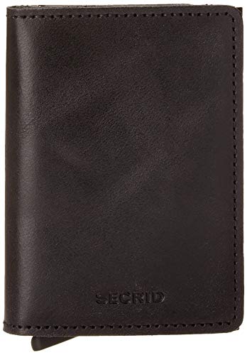 Secrid Men Slim Wallet Genuine Leather RFID Card Case Max 12 Cards, Black, 14mm slim