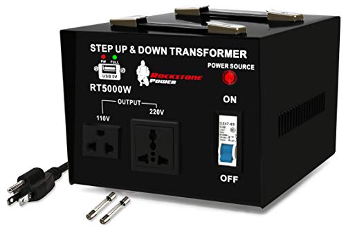 ROCKSTONE POWER 5000 Watt Voltage Converter Transformer – Heavy Duty Step Up/Down AC 110V/120V/220V/240V Power Converter – Circuit Breaker Protection – DC 5V USB Port – CE Certified [3-Year Warranty]