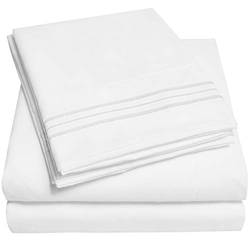 Sweet Home Collection Bed Sheet Set, 4-Pieces, Queen, White