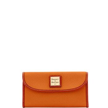 Dooney & Bourke Pebble Leather New SLGS Continental Clutch Caramel W/Tan Trim One Size | The Storepaperoomates Retail Market - Fast Affordable Shopping