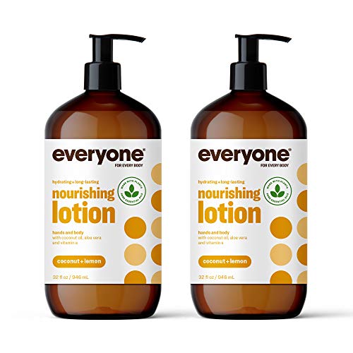 Everyone Nourishing Hand and Body Lotion, 32 Ounce (Pack of 2), Coconut and Lemon, Plant-Based Lotion with Pure Essential Oils, Coconut Oil, Aloe Vera and Vitamin E