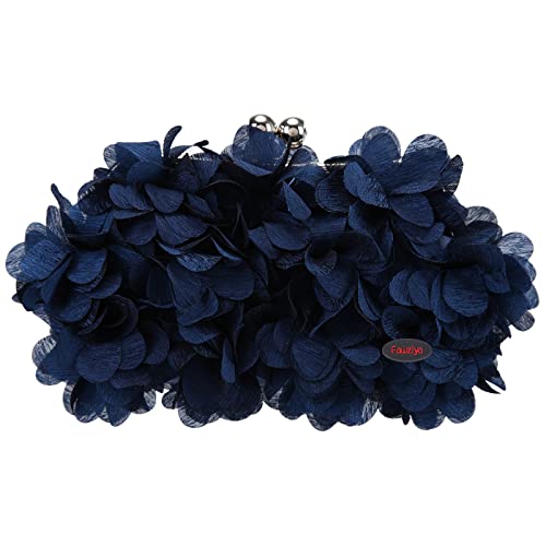 Fawziya Floral Cutch Purses For Women Evening Bags And Clutches-Navy Blue