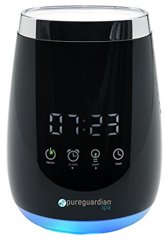 Guardian Technologies Diffuser for Essential Oils, Ultrasonic, Cool Mist, Aromatherapy Creates Relaxing Environment, Optional Night light, Alarm Clock, Timer, Up to 5-8 hours, Pure Guardian SPA260