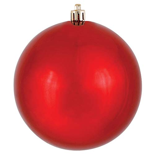 Vickerman 6″ Red Shiny Ball Ornament, 4 per Bag