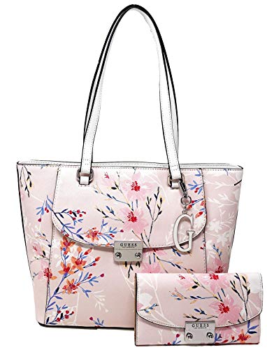 GUESS Women’s Logo Floral Front Pocket Tote Bag Handbag & Wallet Set
