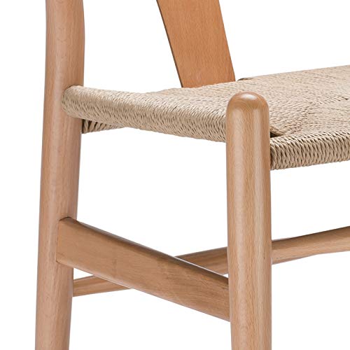 Poly and Bark Weave Modern Wooden Mid-Century Dining Chair, Hemp Seat, Natural (Set of 2) | The Storepaperoomates Retail Market - Fast Affordable Shopping