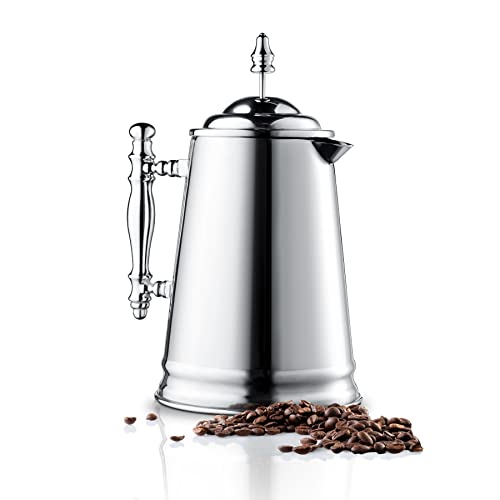 Francois et Mimi Custom-Style Double Wall French Coffee Press, 34-Ounce, Stainless Steel (Vintage)
