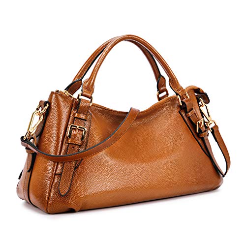 Kattee Women’s Soft Genuine Leather Crossbody Bags Ladies Designer Purses Medium Size Hobo Handbags Top Handle (Sorrel)
