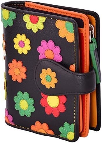 Visconti Sunshine DS-80 Womens Floral Multi Colored Bifold Wallet – Black Multi