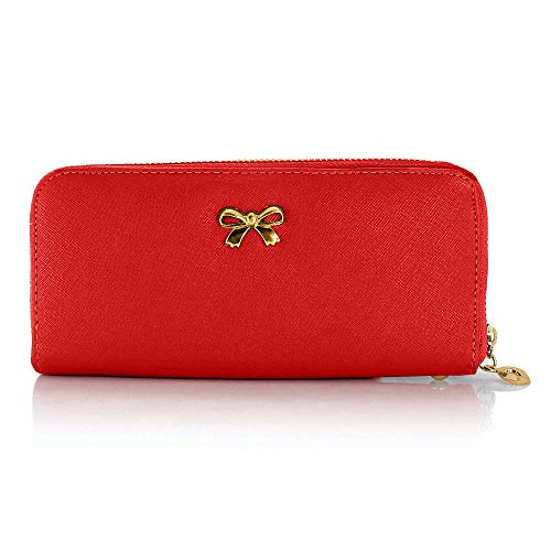 GEARONIC TM Women Wallet Long Clutch Faux Leather Card Holder Fashion Hand Purse Lady Woman Handbag Bag Red