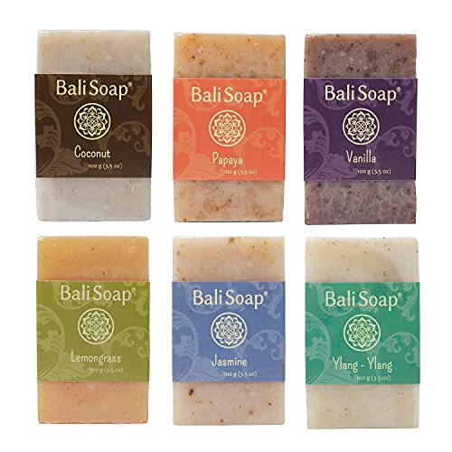 Bali Soap – Natural Soap Bar Green Collection – Bath Soap for Women & Men – Handmade Soap Gift Set – Moisturizing Vegan Soap Bars – 6 pc Variety Exotic Pack, 3.5 Oz each