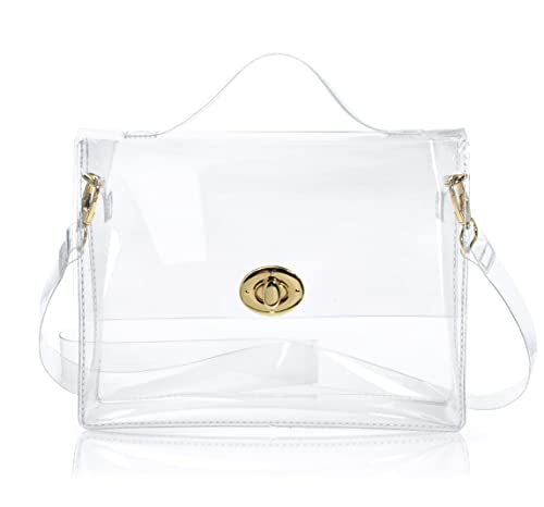 Clear Bag with Turn Lock Closure for Women Cross Body Handbags Stadium Approved