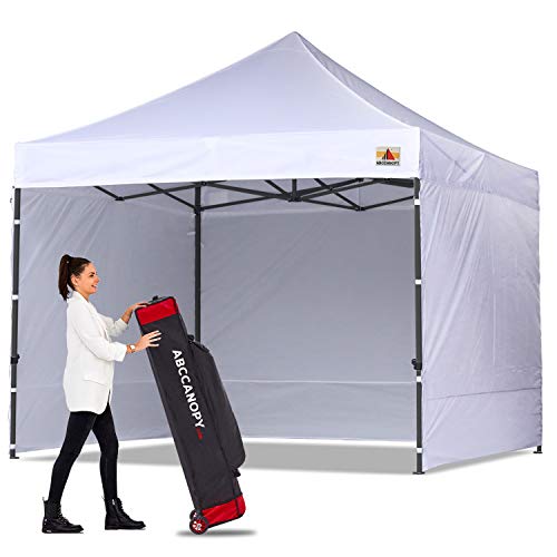 ABCCANOPY Heavy Duty Ez Pop up Canopy Tent with Sidewalls 10×10, White