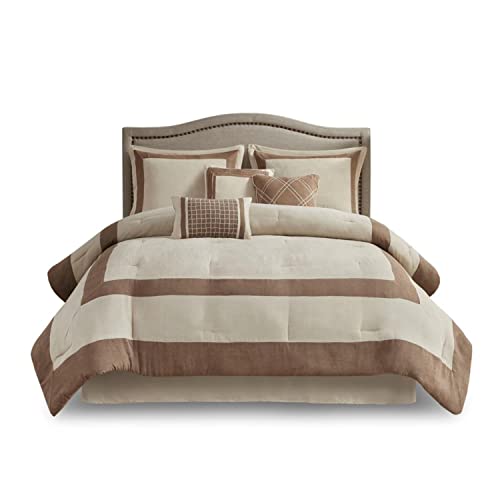 Madison Park Polyester Microsuede 7 Piece Comforter Set in Tan Finish MP10-7671