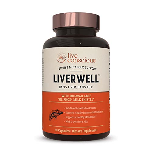LiverWell Liver Cleanse, Rejuvenation, Metabolic Support – Highly Bioavailable Patented Milk Thistle Extract + L-Cysteine + Alpha Lipoic Acid + Zinc + Selenium – 60 Capsules