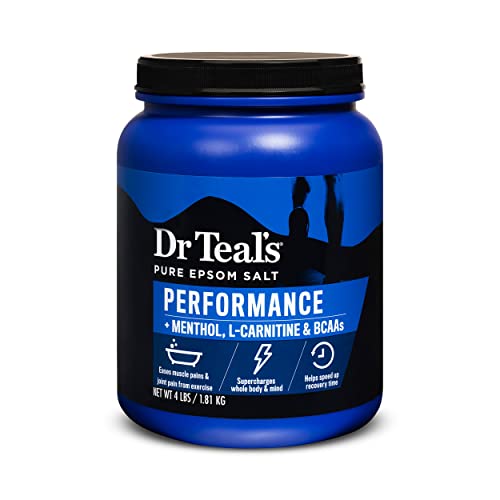 Dr Teal’s Pure Epsom Salt, Performance Soak with Menthol, L-Carnitine, & BCAAs, 4 lbs
