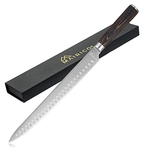 MAIRICO Premium Carving Knife – 11-inch Ultra Sharp Brisket Knife with Luxurious Pakkawood Handle and Granton Blade, designed as Slicing Knife for Meat, Roasts, BBQs, and more.