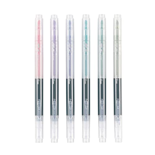 Erin Condren Pastel & Black Dual-Ink Dual-Tip Highlighter Pens 6-pack. 6 Barrels and 7 Colors Total. Fine Tip Black Ink Markers and Assorted Color Chisel Tip Highlighters