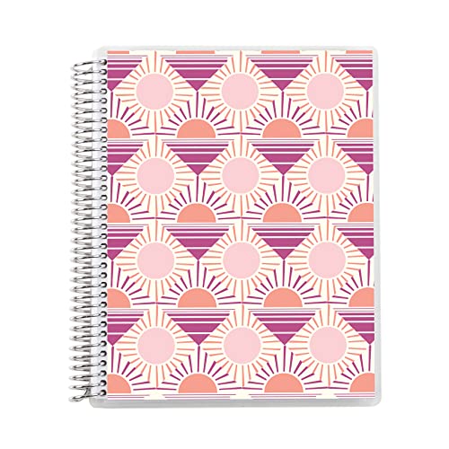 8.5″ x 11″ Spiral Bound Productivity Notebook – Retro Sunrise. 160 Lined Page & to Do List Organizer Notebook. 80 Lb. Thick Mohawk Paper. Stickers Included by Erin Condren.