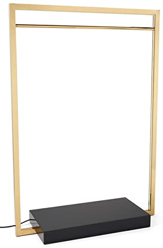 Displays2go Freestanding Garment Display Rack, Recessed LED Lighting, for Retail Boutique – Gold (SMOFCGRLED)