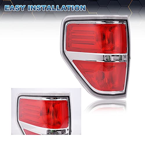 PIT66 Rear Tail Lights Brake Lamps Compatible with 2009-2014 Ford F150 SVT Rear Brake Lamp Assembly Pair (Chrome Trim) | The Storepaperoomates Retail Market - Fast Affordable Shopping