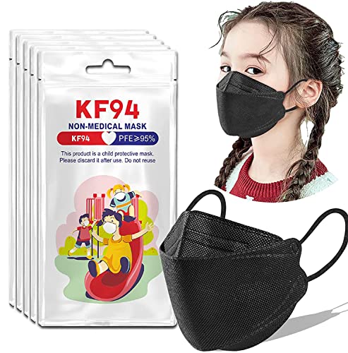 20PCS KF94 Face Mask for Kids, Fish Type Breathable 4-Layer Face Mask with Elastic Earloop for Children(Age 6-12)