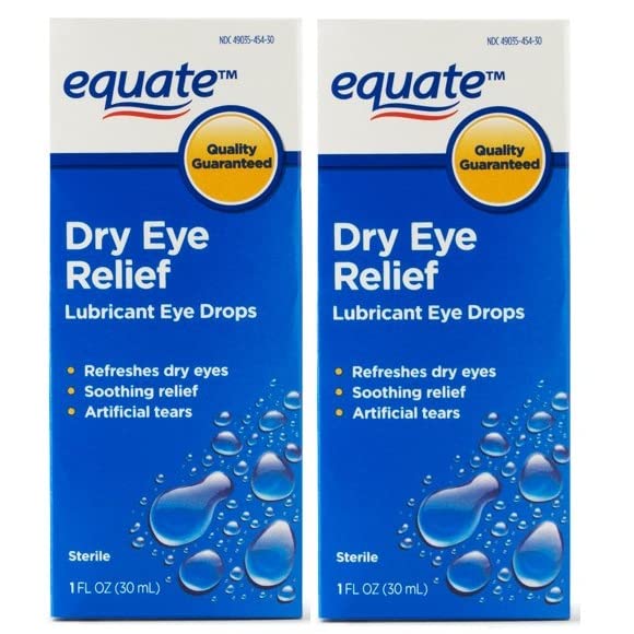 Walmart Inc Equate Dry Eye Relief , Lubricant Eye Drops, 1 Fl oz (2 Pack)