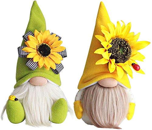 GDYYEZI Sunflower Garden Gnome, Sunflower Spring Gnome Mantel Display,Handmade Gnome Faceless Plush Doll, Farmhouse Tiered Tray Rustic Sca
