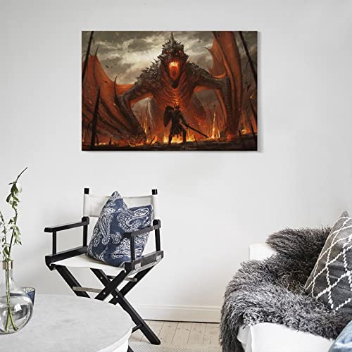 ZHHELI The Great Dragon Dragon Slayers Knight Sword and Shield Canvas Art Poster and Wall Art Picture Print Modern Family Bedroom Decor Posters 08x12inch(20x30cm) | The Storepaperoomates Retail Market - Fast Affordable Shopping