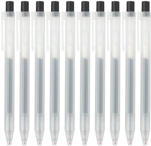 MUJI 0.5mm Smooth Gel Ink Knock Type Ballpoint Retractable Pen Black color set 10 Pieces Set with Original Pen Case