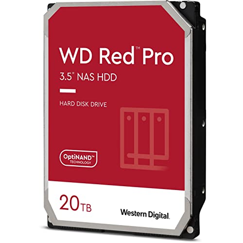 Western Digital 20TB WD Red Pro NAS Internal Hard Drive HDD – 7200 RPM, SATA 6 Gb/s, CMR, 512 MB Cache, 3.5″ – WD201KFGX