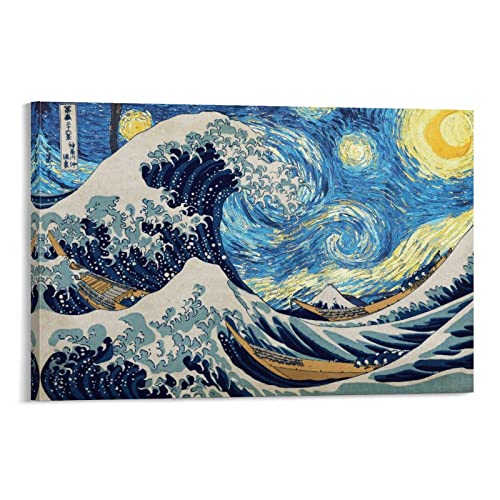 YHFDY The Great Wave Off Kanagawa 12x18inch(30x45cm) Frame