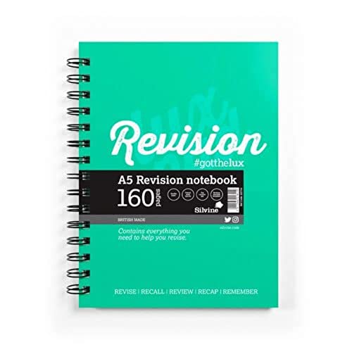 Silvine Revision Notebook Twinwire, A5, Green, Pack of 5