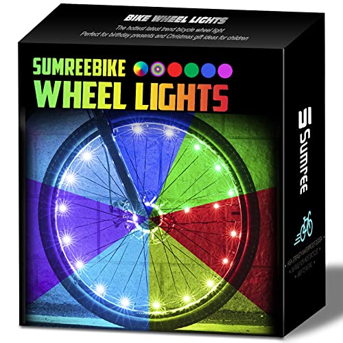 Sumree LED Bike Wheel Lights, 2022-latest 2-Tire Pack USB Rechargeable Bike Lights with Batteries Included, Best Bicycle Lights – Stocking Stuffer Birthday Gift for Kids, Girls, Boys, Adults