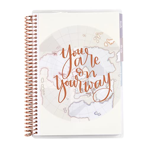 A5 Spiral Bound Travel Journal/Vacation Planner. Track 14 Days of Travel. 3 Tabbed Sections. 160 Pages of Thick 80 lb. Mohawk Paper. Sticker Sheet Included by Erin Condren.