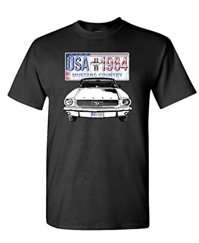 Ford USA Made 1964 Mustang Country – Made in The USA T-Shirt (2XL, Black)