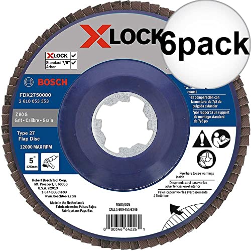 Bosch FDX2745080-6 X-Lock Flap Discs 4-1/2″ – 80 Grit 6x