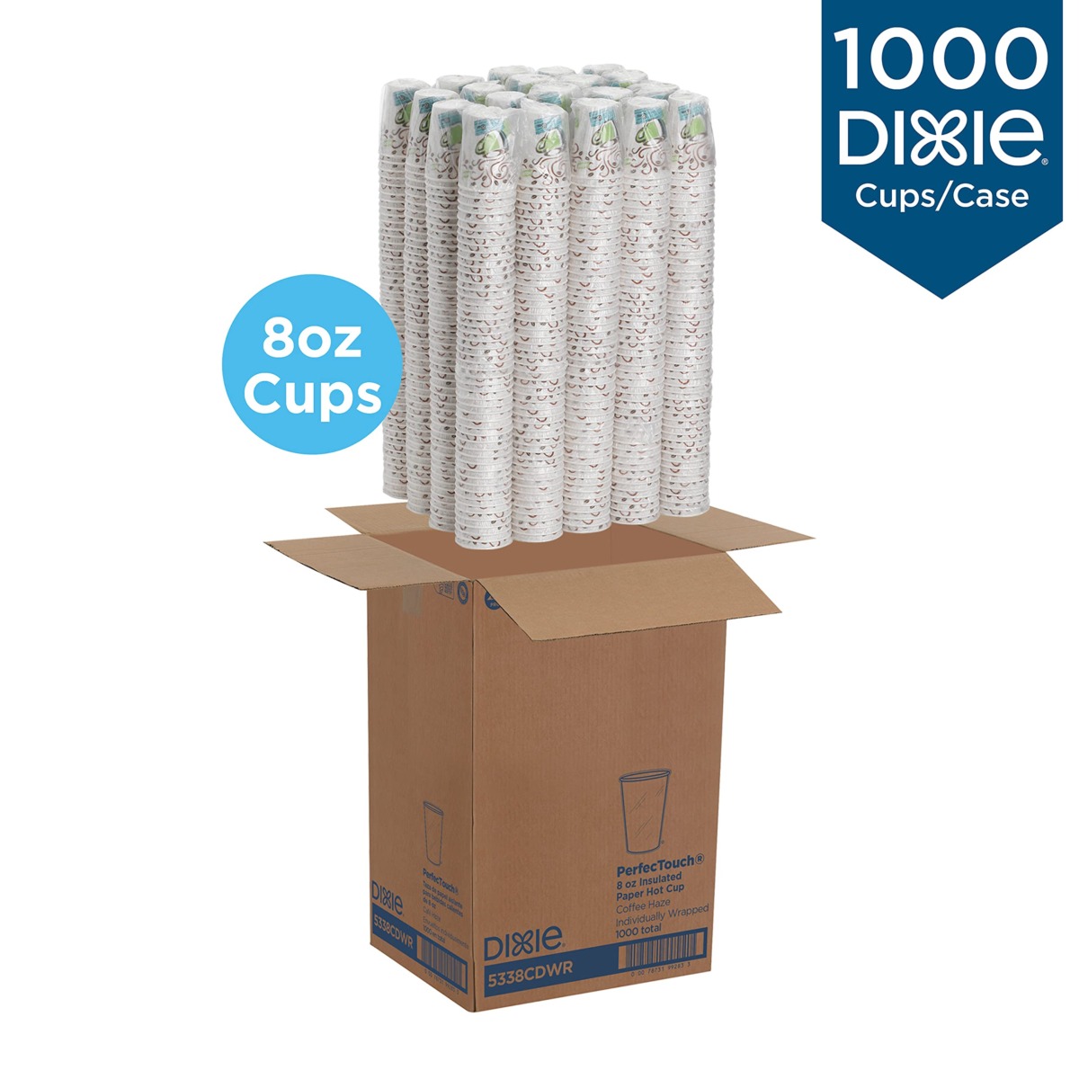 Dixie PerfecTouch, 5338CDWR, Coffee Haze, 8 oz., Individually Wrapped Insulated Paper Hot Cup by GP PRO (Georgia-Pacific) (Case of 1,000 Cups), Coffee Haze Design | The Storepaperoomates Retail Market - Fast Affordable Shopping