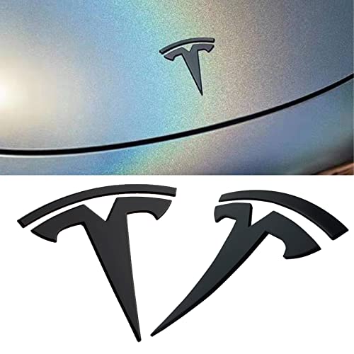 YHCDSEA Car Original Logo 3D Badge Metal Replacement Sticker for Tesla Model Y Front Back Trunk T Logo Replace Emblem Stickers Accessories (Matt Black)