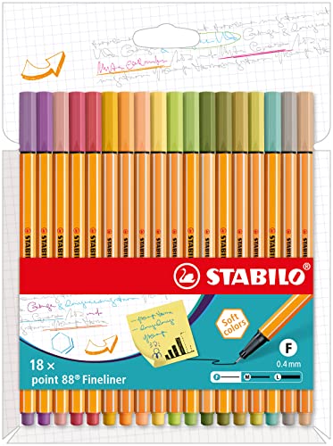 STABILO Fineliner point 88 – Wallet of 18 – Assorted Colors