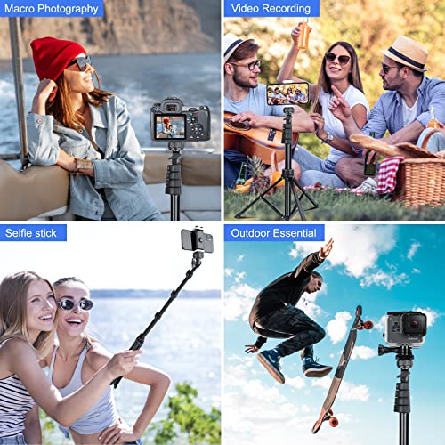 Sensyne 62″ Phone Tripod & Selfie Stick, Extendable Cell Phone Tripod Stand with Wireless Remote and Phone Holder, Compatible with iPhone Android Phone, Camera (Black) | The Storepaperoomates Retail Market - Fast Affordable Shopping
