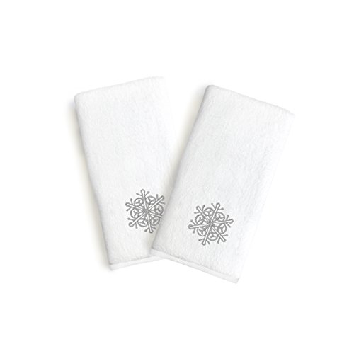 Linum Home Textiles ST00-2HT-95-FLK Hand Towels Grey Snow Flake (Set of 2)