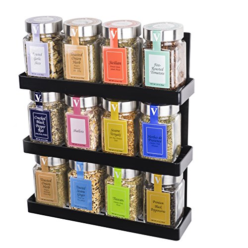Space Saving Wall Mountable Sturdy Construction 3-Tier Spice Rack Pantry Organizer in Black